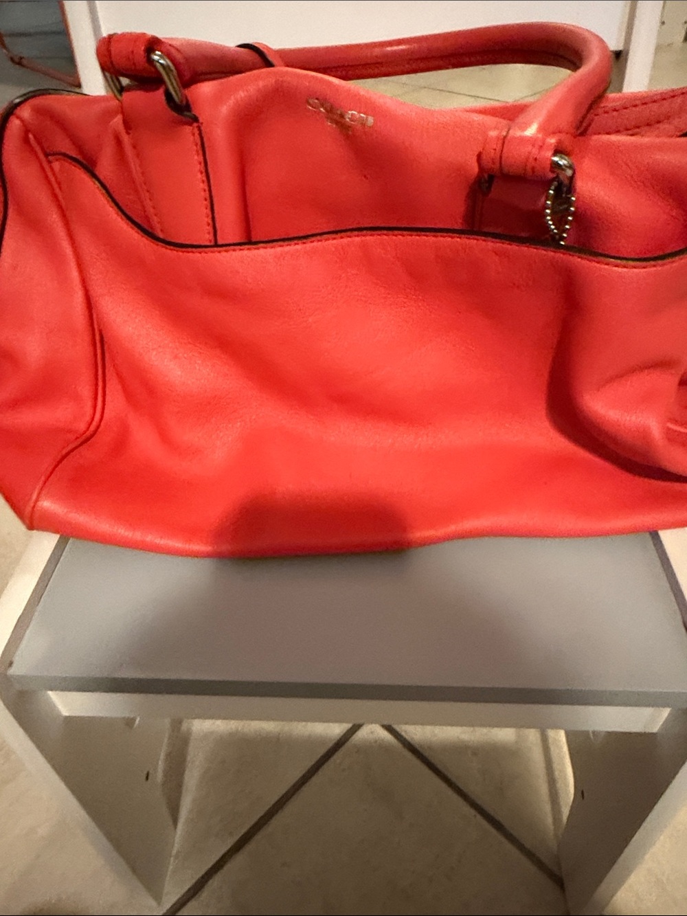 Coach Coral-Red Leather Shoulder Bag